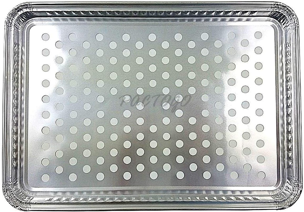Pactogo 16" x 11" Aluminum Foil BBQ Gourmet Grill Topper Pan (Pack of 12)