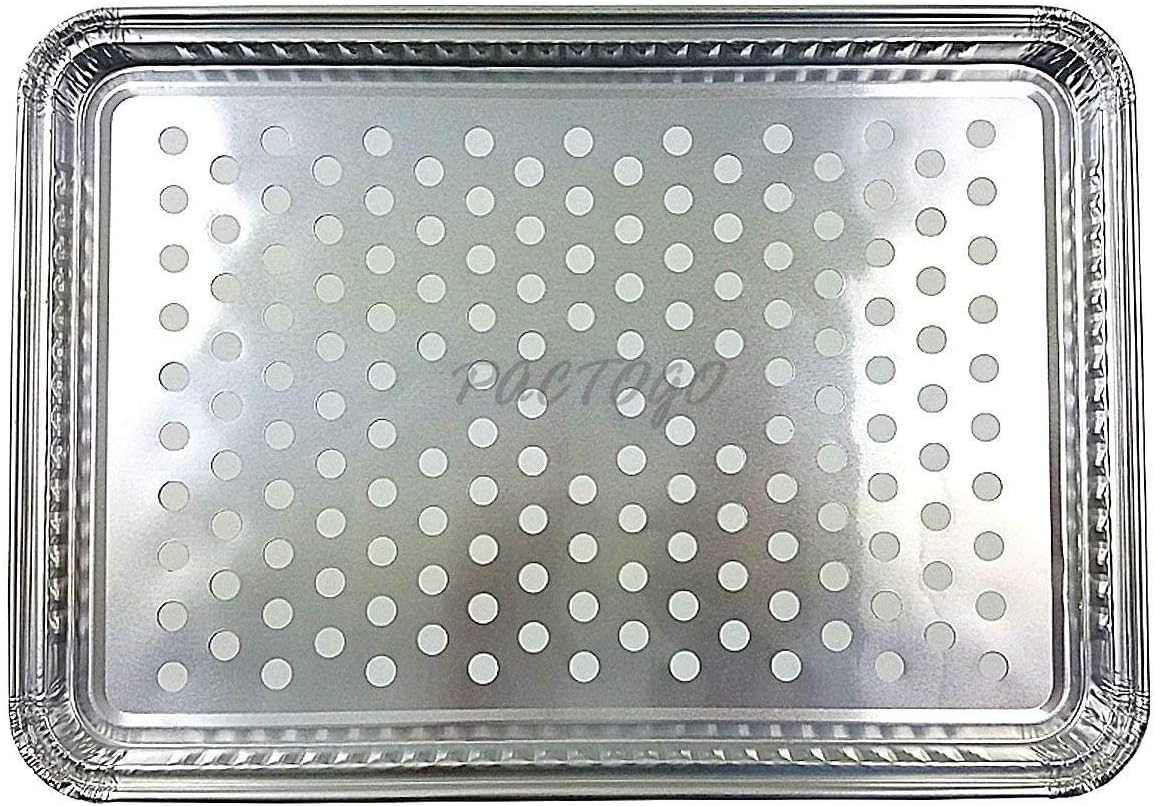 Pactogo 16" x 11" Aluminum Foil BBQ Gourmet Grill Topper Pan (Pack of 12)