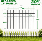 animal barrier fence 42.5ft(l)x13in(h), 30 panels no dig showing dimensions