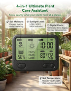 nexuslab wireless soil moisture meter with lcd receiver shown in use