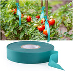4 Rolls Stretch Tie Tape, 1” Wide 200FT Reusable Garden Plant Ties Green Tapes for Plants, Thick Garden Vinyl Stake Ribbon for Branches Flowers Tomatoes Indoor Outdoor Greenhouse