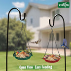 Hanging Platform Bird Feeder, 9 in, Green | Stainless Steel Mesh Tray, For Small Birds, Garden & Patio