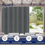 PureFit Outdoor Curtains for Patio Waterproof Weatherproof, UV Resistant Outside Curtains for Gazebo, Front Porch, Pergola, Sun Blocking Privacy Curtain, 100W x 120L inch, 1 Panel, Gray