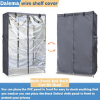 Waterproof Shelf Cover,600D Heavy Duty Dustproof Storage Wire Rack Covers,Outdoor Shelving Covers for Wire Shelves with Zipper 36''x14''x54'',Clear Front.
