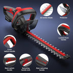 Cordless Hedge Trimmer Compatible with Milwaukee 18V Battery, Red | 22-Inch Dual Action Blade 1600 RPM Electric Bush Trimmer with Rotating Rear Handle for Garden (Battery Not Included)