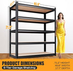 Set of 2 Garage Shelving Heavy Duty Storage Shelves, Metal Adjustable Shelving Unit, Utility Garage Organizer Shelf for Basement, Pantry, Kitchen, Warehouse, 17.7" Dx45.6 Wx71.2 H, Black