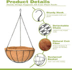 4 Pack 8 Inch Hanging Baskets for Plants Outdoor Metal Hanging Planter Hanging Flower Baskets with Coco Fiber Liners Chain Round Wire Plant Holder Hanging Flower Pots(Watermelon)