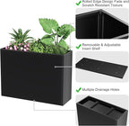 Metal Large Planter Box 30" L x 12" W x 24" H, Heavy Duty Tall Rectangle Outdoor Planter Box with Removable Insert Shelves for Porch, Garden, Patio, Yard (Black)