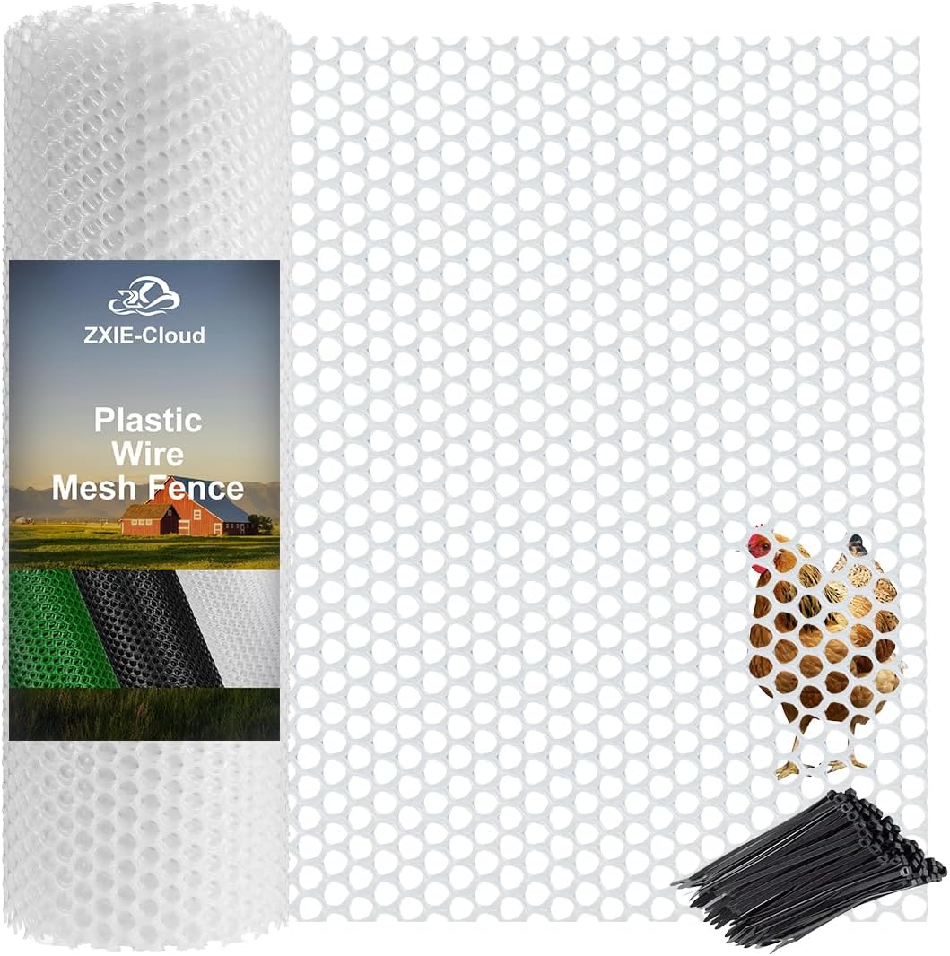 white plastic chicken wire 16in x 33ft,garden netting, main product view