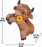 CXYCzsbjCute Rock Climbing Highland Bull Statue Flowerpot Hugging Device, Resin Hanging Highland Bull Statue Outdoor Decorative Fence, Courtyard Lawn Garden Courtyard Decoration
