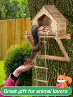 Bigmeta Funny Squirrel Feeder for Outside with Ladder | Wall and Tree Mounted, Backyard Garden Decoration Gifts for Wildlife Lovers