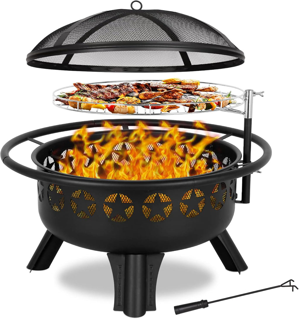 hykolity 2 in 1 fire pit with grill, main product view