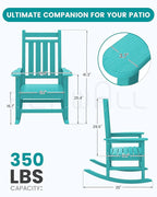SERWALL HDPE Outdoor Rocking Chair Set of 6, Patio Rocking Chairs for Adults, All Weather Outdoor Rockers for Lawn, Aruba