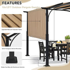 MASTERCANOPY 10x10ft Outdoor Retractable Pergola with Sun Shade Canopy Patio Metal Garden Pergola,Beige