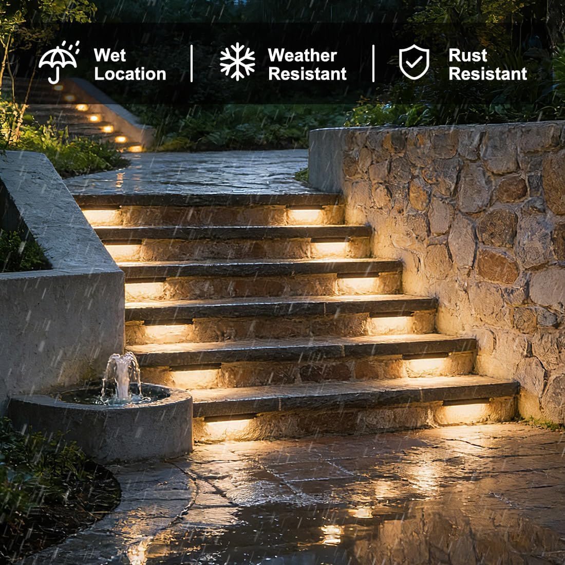 Low-Voltage 7in LED Retaining Wall Lights, 5CCT, 10-Pack | 2700K/3000K/4000K/5000K/6500K Adjustable, 4.5W 300lm 12V AC/DC Landscape Lights, Outdoor Step Lights Hardscape Lighting