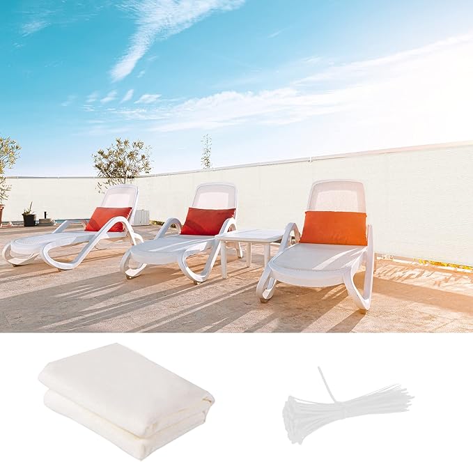 LOVE STORY Balcony Privacy Screen, 3'x16' Deck Shield Screen Fence Cover,UV Protection and Weather-Resistant,3 FT Height for Deck, Patio, Backyard, Outdoor Pool, Porch, Railing, White