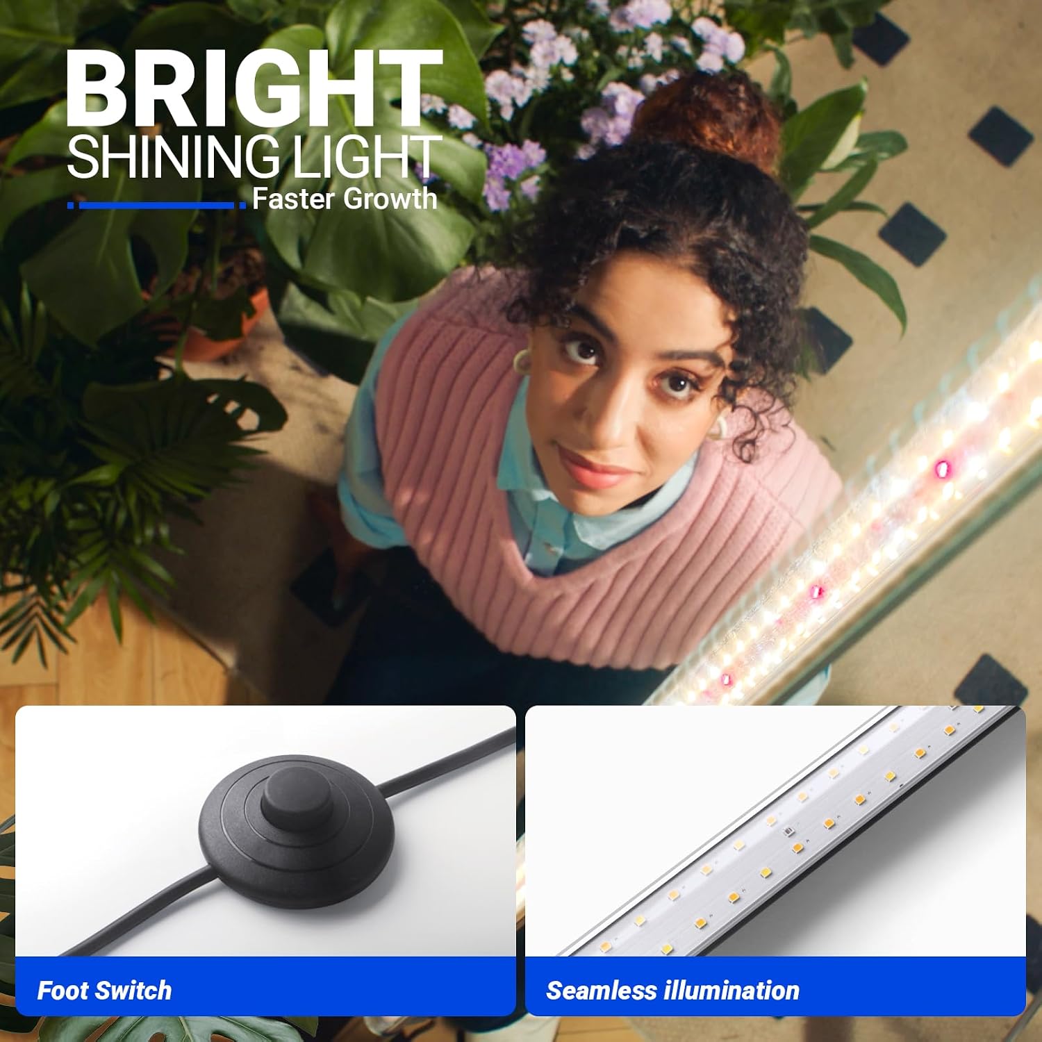 Barrina T10 Vertical Grow Light, 4FT 42W, Full Spectrum, High PPFD | Grow Lights for Indoor Plants, Standing Side Lighting to Plant Stand Flower and Tall Plants, Foot Switch with Tripod Base