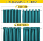 NICETOWN 2 Panels Outdoor Curtains Waterproof Pocket & Back Tab on Top & Bottom, Thermal Insulated Windproof Sun Blocking Outside Privacy Drapes for Patio with Fixed Rope, W52 x L84, Peacock Teal