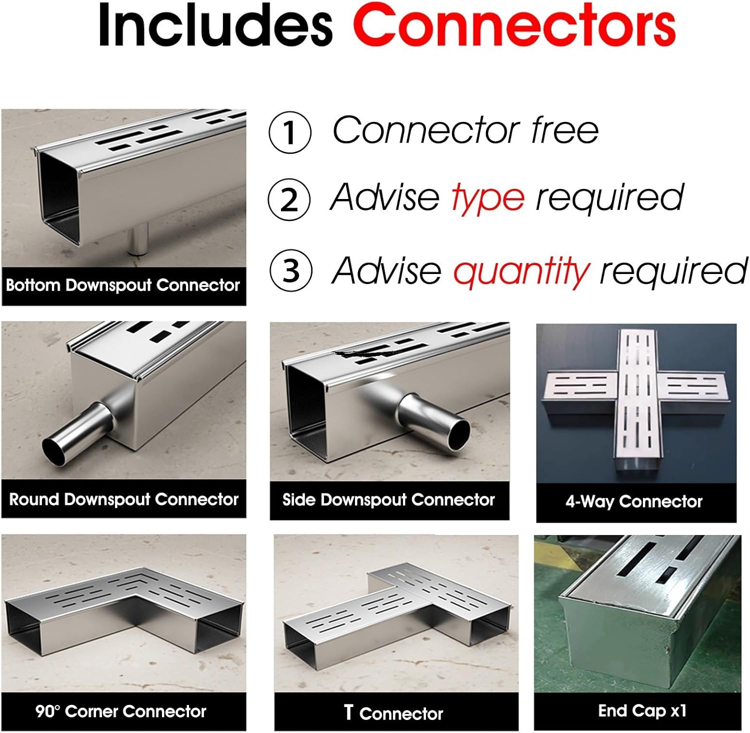 French Drain Kit - 6.5ft Mini Underground Water Drainage System Outdoor Concrete Trench Gutter with 304 Stainless Steel Grate Cover Black Design for Patios and Yards