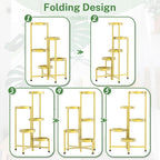 iDavosic.ly Plant Stand Indoor Outdoor, 5 Tier Corner Metal Flower Display Holder Shelf, Easy Assembly Folding Tall Orchid Rack for Patio Balcony Porch Garden Living Room House, Gold