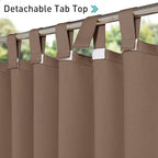 NICETOWN Porch Curtainss Outdoor Waterproof for Patio Set of 2, Self-Stick Tab Top Blackout Indoor Outdoor Dividers Vertical Blinds Keep Privacy for Pergola/Patio, W52 by L84 inches, Tan
