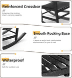 Patio Rocking Chair Outdoor Set of 1,Weather Resistant Poly Resin Oversized Porch Rocker,Indoor Outdoor Use(1, Black)