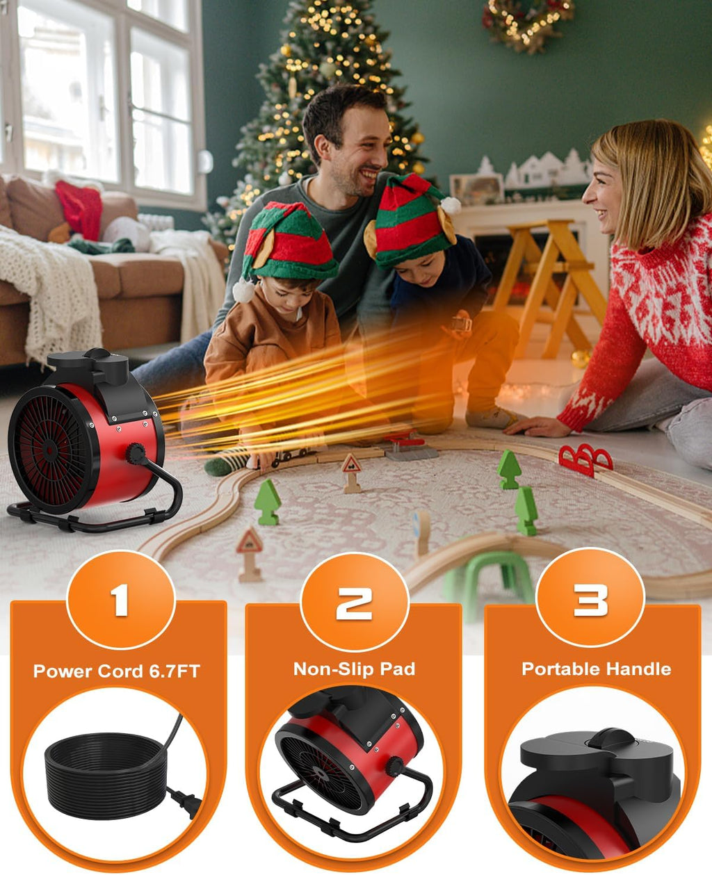 outdoor patio heaters, 1500w portable electric heater with, close-up detail