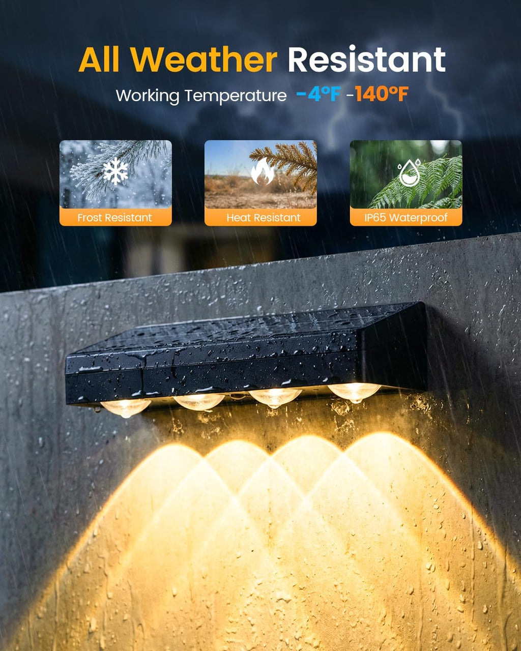 JOFIOS Fence Lights Solar Powered with Remote 12 Pack, Warm White, Cool White and RGB Color Glow LED Solar Lights Outdoor, Dusk to Dawn Solar Fence Lights for Patio, Backyard, Railing, Deck, and Wall