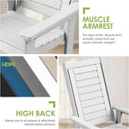 GREENVINES Outdoor Rocking Chairs | Set of 2 | Porch Rocker | HDPE Plastic | White | Oversized Rockers | High Back | Big & Tall | Ladder Back | for Patio Outside Backyard Balcony Garden
