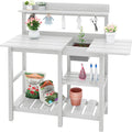 serwall outdoor potting bench with removable sink,gardening table,white, main product view