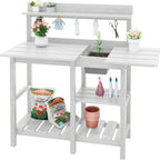 serwall outdoor potting bench with removable sink,gardening table,white, main product view