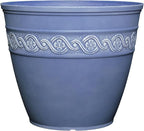 Classic Home and Garden Corinthian Round Planter, 13" Slate Blue