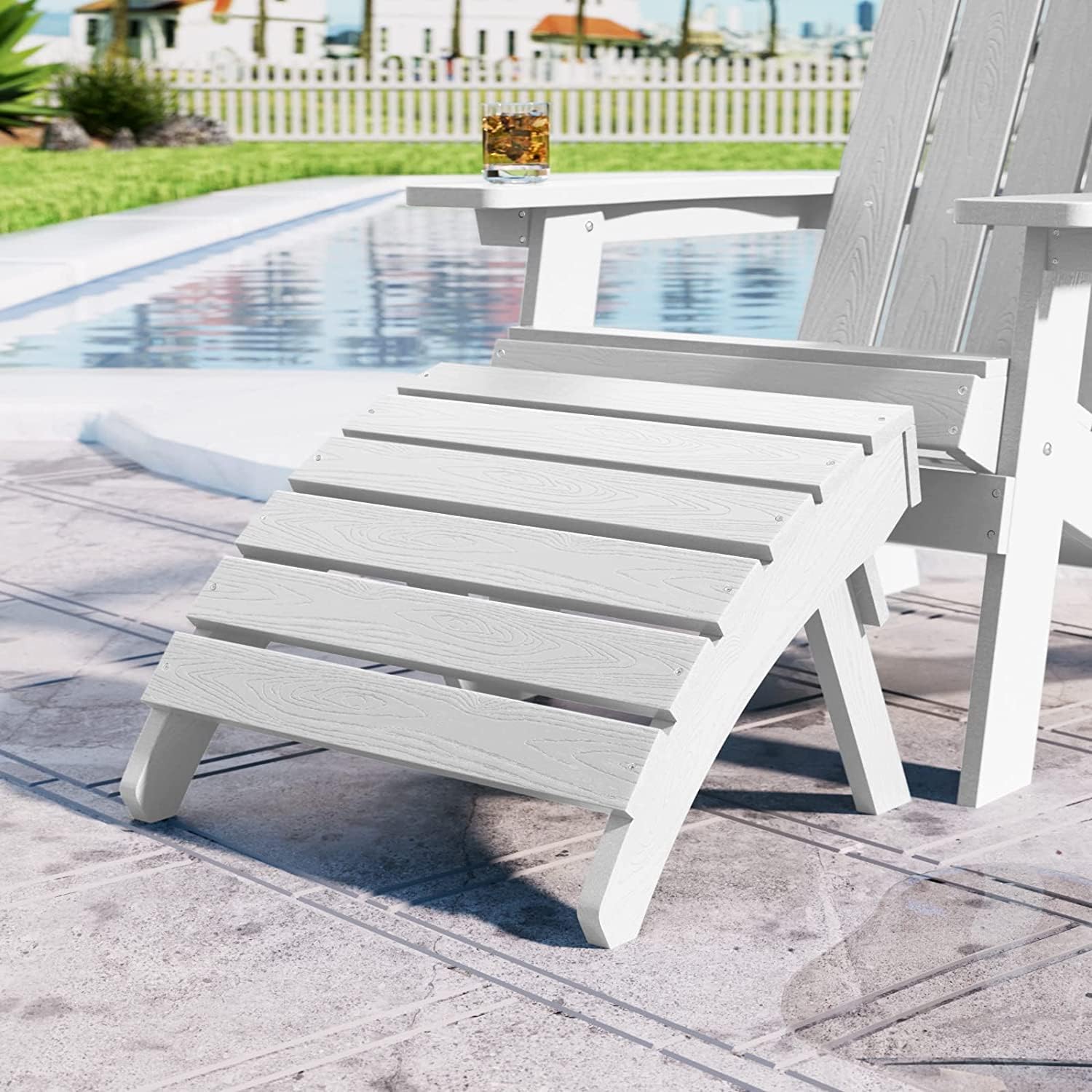 MXIMU Folding Adirondack Ottoman, Set of 2 for Adirondack Chair | HIPS 350 lbs Capacity, Easy Assembly, All Weather, Low Maintenance, Comfortable Leg Support, Ideal for Garden, Backyard, Pool