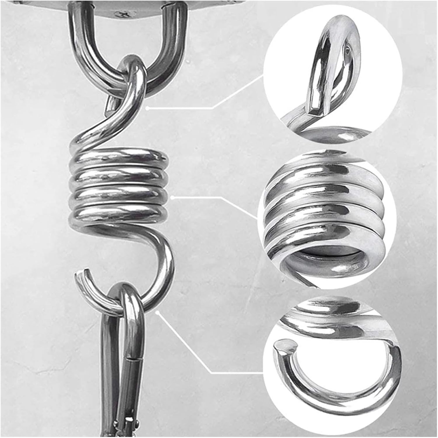 Hammock Chair Spring 2 Pcs 500KG/650KG Steel Hammock Spring Heavy Duty Extension Hook Punch Bag Hanger Swing Chair Garden Furniture Accessory(7mm)