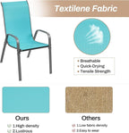 TLSUNNY Patio Chairs, Stackable Textilene Outdoor Dining Furniture for All Weather, with 17.7″ Wide Seat & Metal Frame, for Garden, Backyard, Deck, Restaurant, Poolside (8, Turquoise Blue, 26.4″)