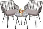 krofem 3 piece wicker patio bistro furniture set, main product view