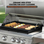 Onlyfire Universal BBQ Griddle with Handles for Most Grills, Ceramic Coated Non-stick Flat Top Griddle for Outdoor Cooking, 18"L x 12.6"W x 2.8"H " | Ceramic Coated Non-stick Flat Top Griddle for Outdoor Cooking