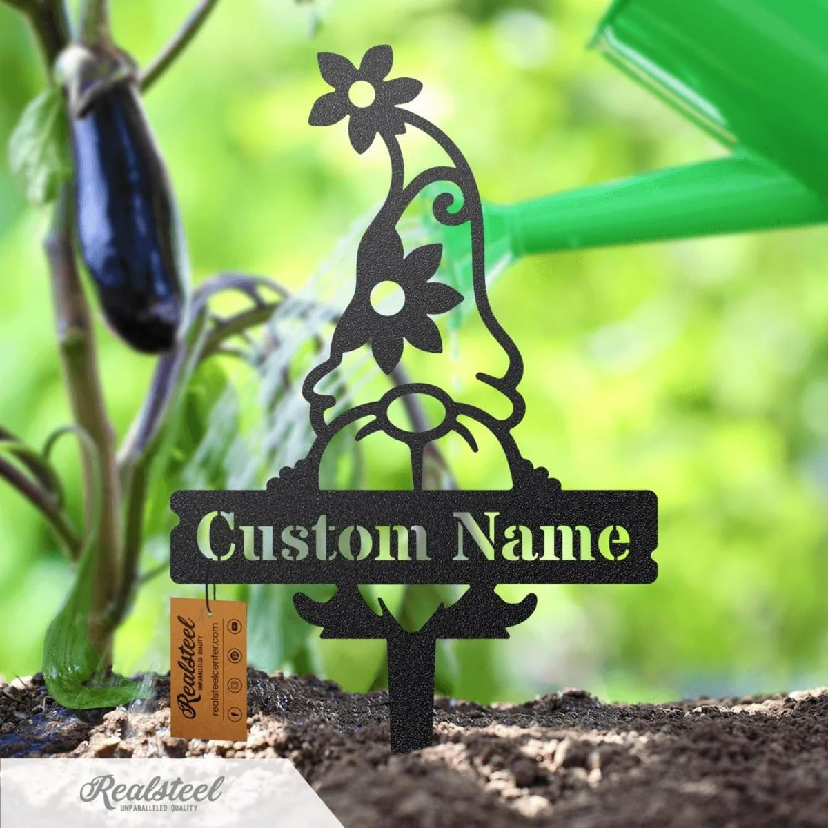 realsteel custom gnome plant markers – large metal showing dimensions