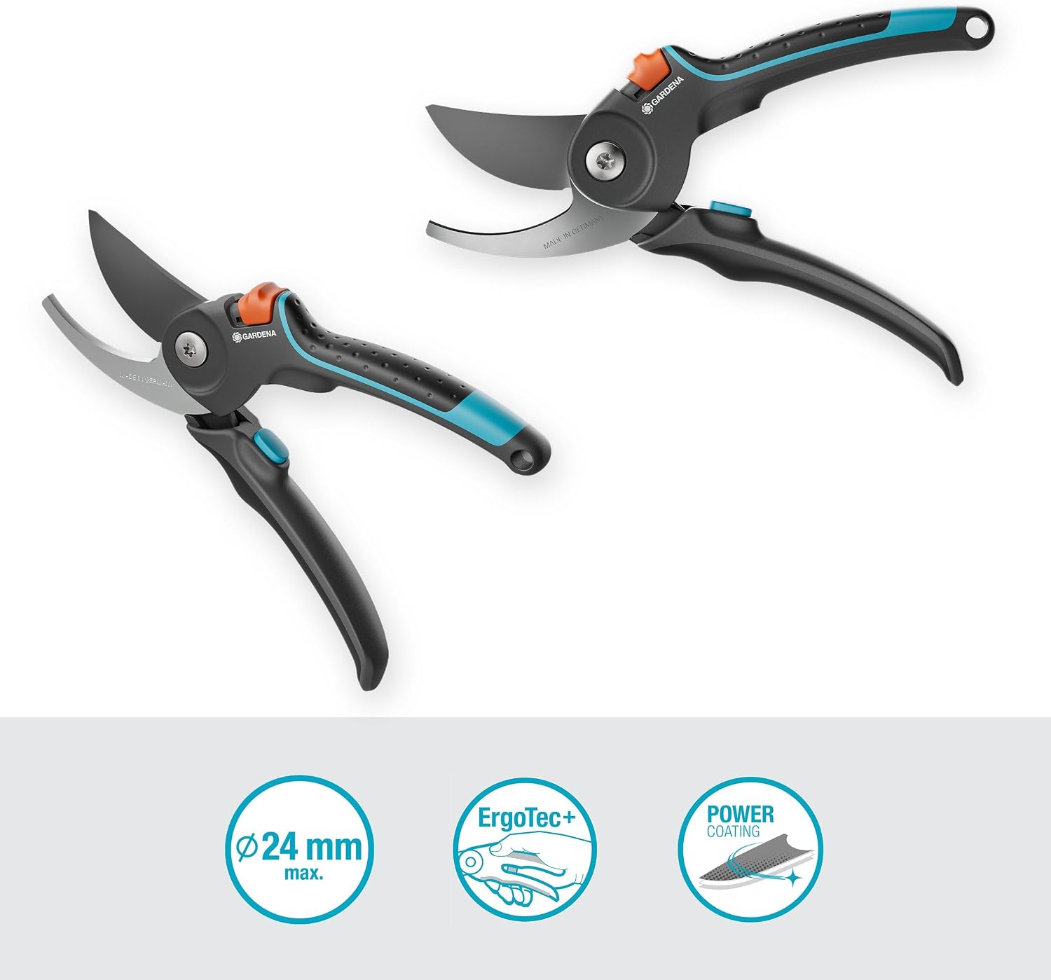 Gardena Secateurs PremiumCut Pro Fresh Wood, Bypass, 24 mm Cutting Diameter, ErgoTec Handle with Soft Grip, Precision-Ground Steel Blades, PowerCoating (12251-20)