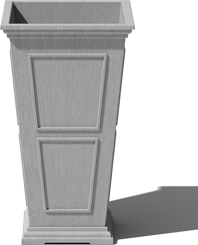 Veradek Brixton Series Tall Planter - Large Outdoor Planter for Front Porch/Patio | Crack-Resistant Plastic for All-Weather Use | Classic Estate Design for Tall Plants, Flowers, Trees