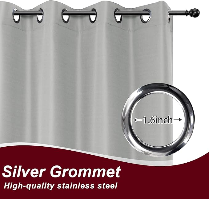 HolidayIdeas Grommet Outdoor Curtains for Patio Waterproof 8 Pcs All Weather Balcony Outside Curtains for Apartments, Gazebo, Pergolas, Porch, 54x95 Inch, Silver Grey