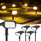 62 LED Solar Spotlights Outdoor Waterproof IP65, 3 Color 2700K/4500K/6500K & 2 Brightness, Auto-Brightness Adjustment, Solar Spot Lights Outdoor, Solar Garden Lights, 2000mAh Battery - 4 Pack