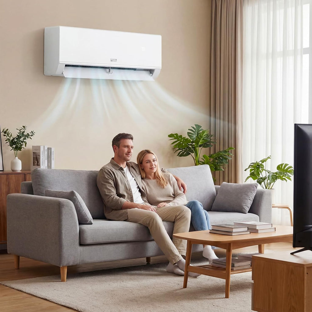 costway 12000 btu mini split air conditioner &, front angle view