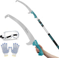 TelesPro Extendable Tree Trimmer: Manual Pole Saw | 5-12ft Telescoping Pruning Pole for Tree Trimming | Saw Attachment, Safety Goggles, and Gloves Included | Trim Branches up to 2" Diameter