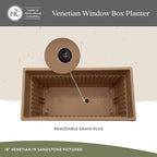 The HC Companies 30 Inch Venetian Window Planter Box with Drainage Plug, Lightweight UV-Resistant Plastic Indoor & Outdoor Planters, 2-Pack Flower Box for Garden & Home Decor, Chocolate