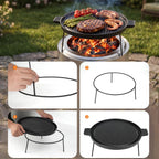 onlyfire Cast Iron Griddle Pan for Solo Stove 15" Ranger Fire Pit | Double Sided Reversible Grilling Pan with Detachable Legs, Extends Cooking Space for Outdoor Camping
