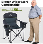 ALPHA CAMP Heavy Duty Camping Chair 500LBS Capacity, Oversized Folding Chair for Heavy People, Padded Portable Outdoor Chair with Cooler Bag & Cup Holder for Camping, Fishing, Beach
