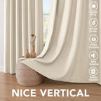 H.VERSAILTEX 100% Blackout Curtains for Bedroom Thermal Insulated Linen Textured Curtains Heat and Full Light Blocking Drapes Living Room Curtains 2 Panel Sets, Bleached Sand, 42x84 Inch