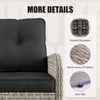 15-Piece Outdoor Patio Furniture Set with Rocking Swivel Chair Wicker Sectional Sofa Set, Patio Conversation Set with Thickened Cushions & Coffee Table for Garden, Backyard, Dark Grey