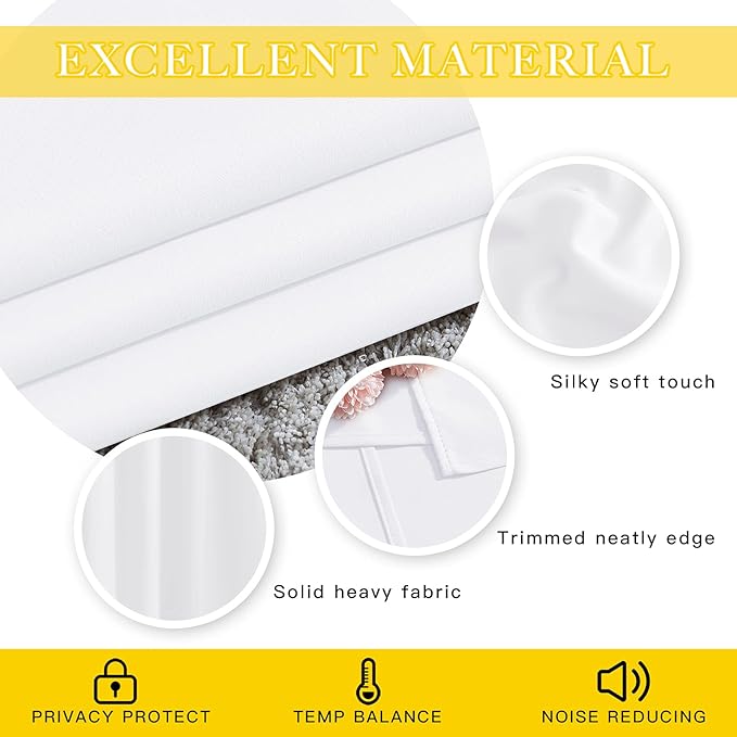 NICETOWN Sliding Door Curtain Window Treatment, Energy Smart Thermal Insulated Extra Wide Solid Blackout Curtains/Drapes for Patio Door (1 Panel, Pure White, W80 x L95)